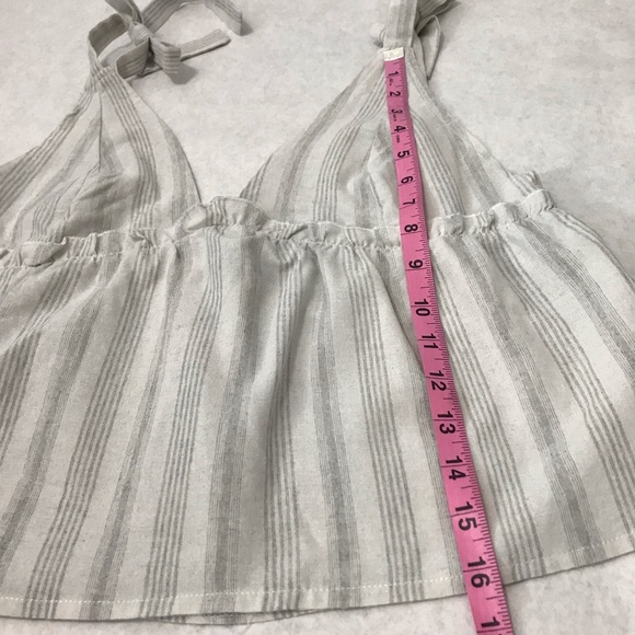 Shein Crop Spaghetti Tie Straps Light Gray with Grey Stripes Tank Top Size L - Picture 15 of 17